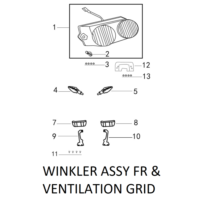 Hjre  forblinklygte Hot 50 SP /  RH FRONT TRUN SIGNAL W/BULBS