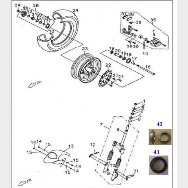 Forgaffel, Forhjul, Bremsekaliber & Forskrm
