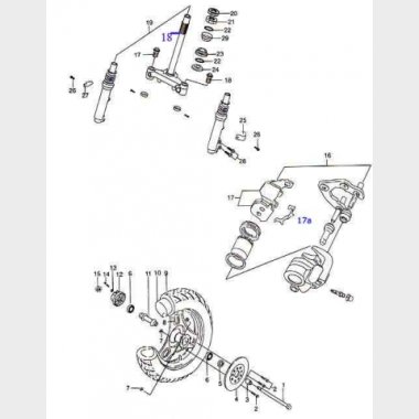 Forgaffel, Forhjul & Bremsekaliber